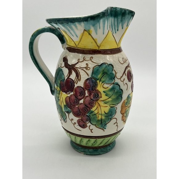 Beautiful Hand Made/Hand Painted Pitcher Made in Italy 6.75" Tall - Picture 4 of 5
